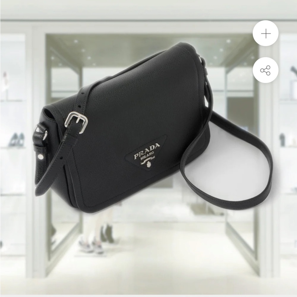 RARE Prada Black Leather Shoulder Crossbody Bag
